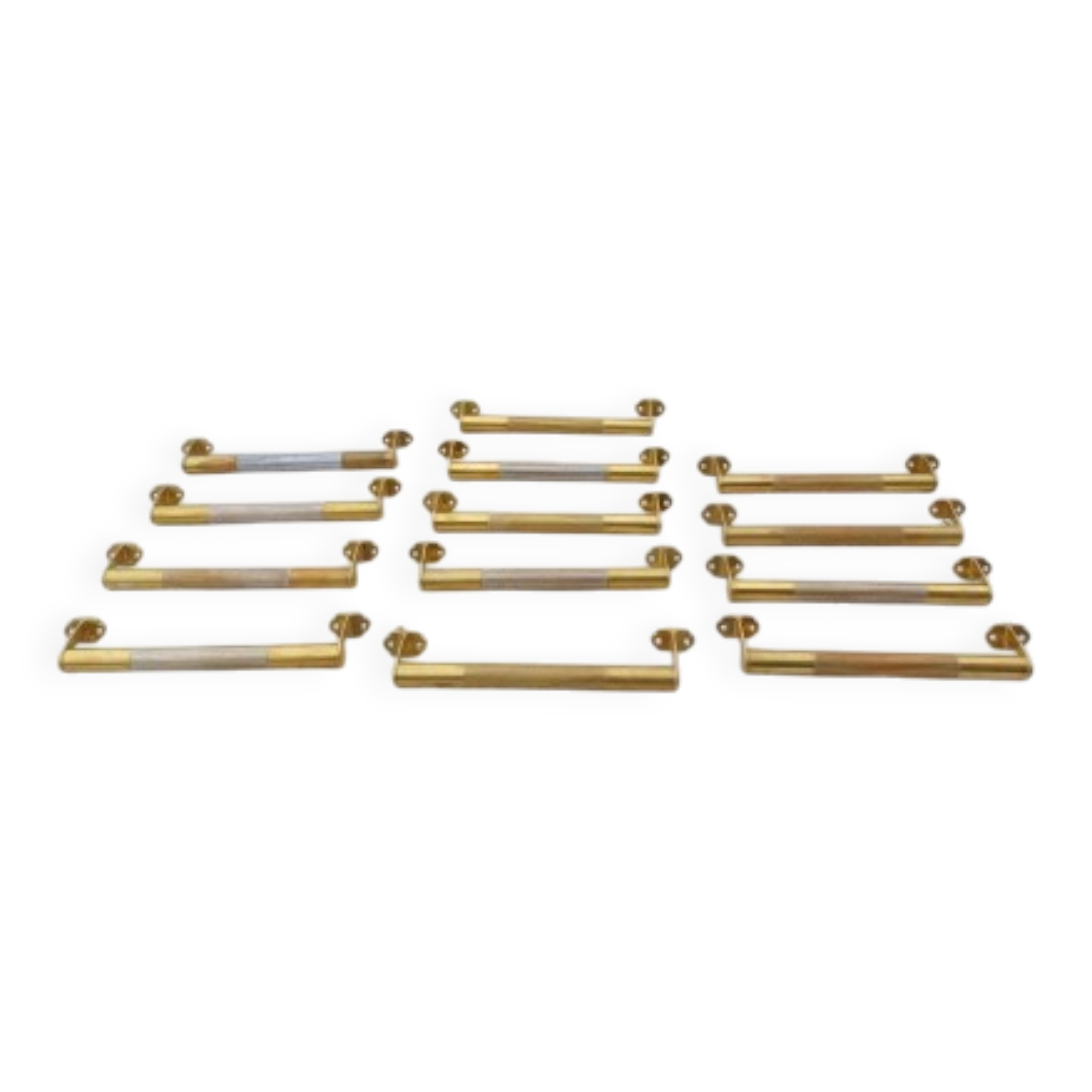 Lot de 12 poignées de portes en laiton art déco