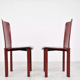 6 red leather dining chairs made in Italy, 1980s