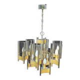 Vintage Chrome and Brass Chandelier by Sciolari