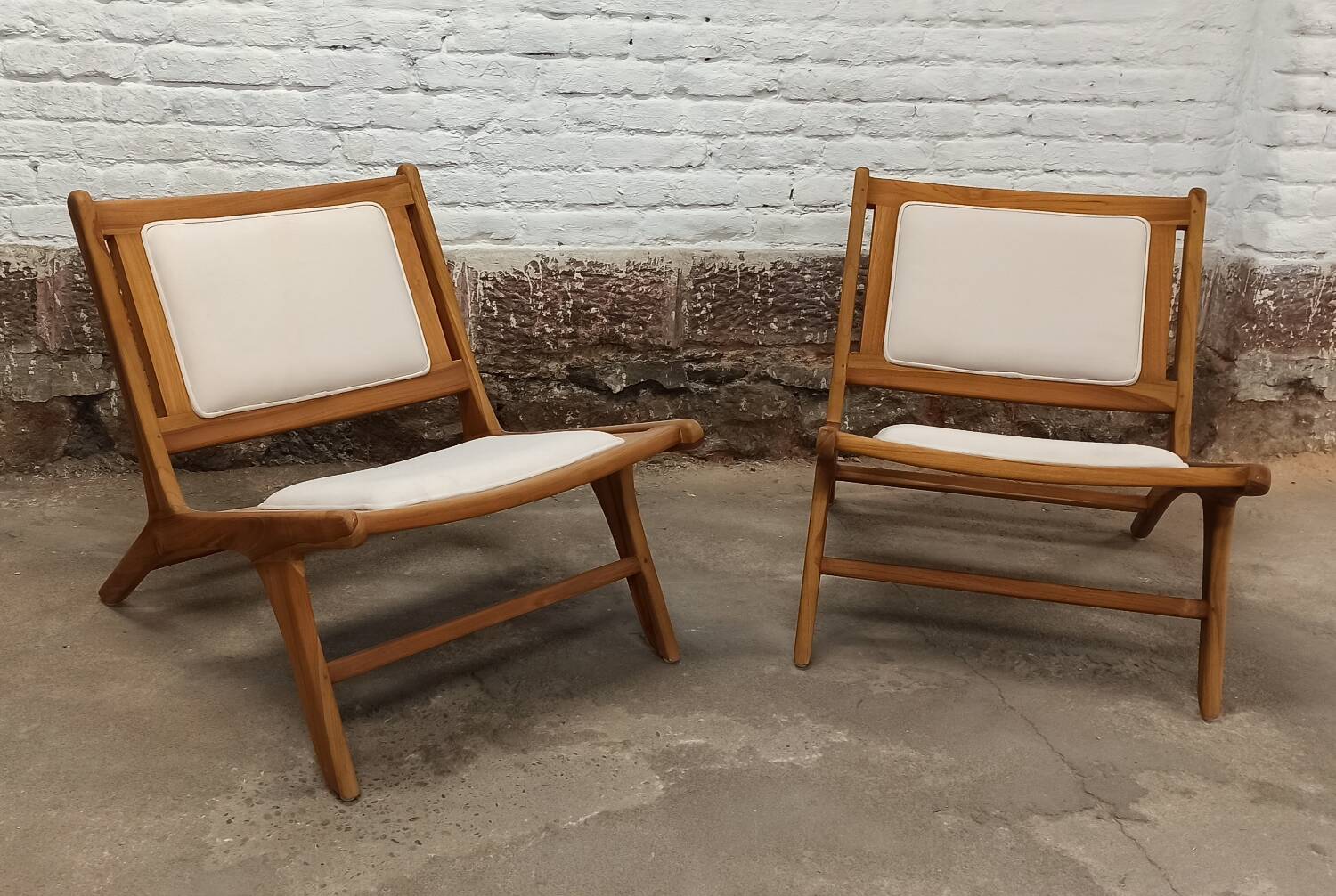 Pair of low wooden chairs