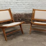 Pair of low wooden chairs