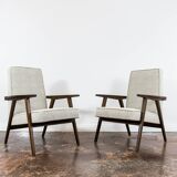 Paire de fauteuils beiges vintage 1960