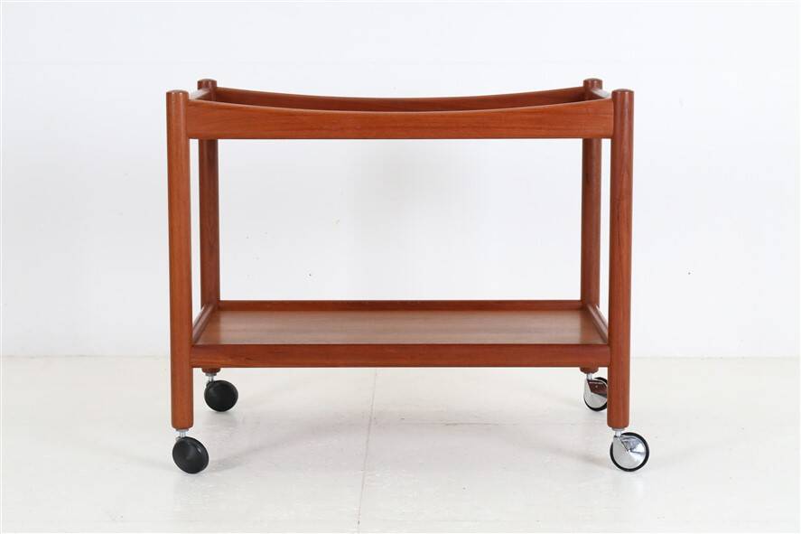 "AT-45" teak serving trolley by Hans Wegner for Andreas Tuck / Mid-century Danish modern design / 1960s
