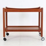 "AT-45" teak serving trolley by Hans Wegner for Andreas Tuck / Mid-century Danish modern design / 1960s