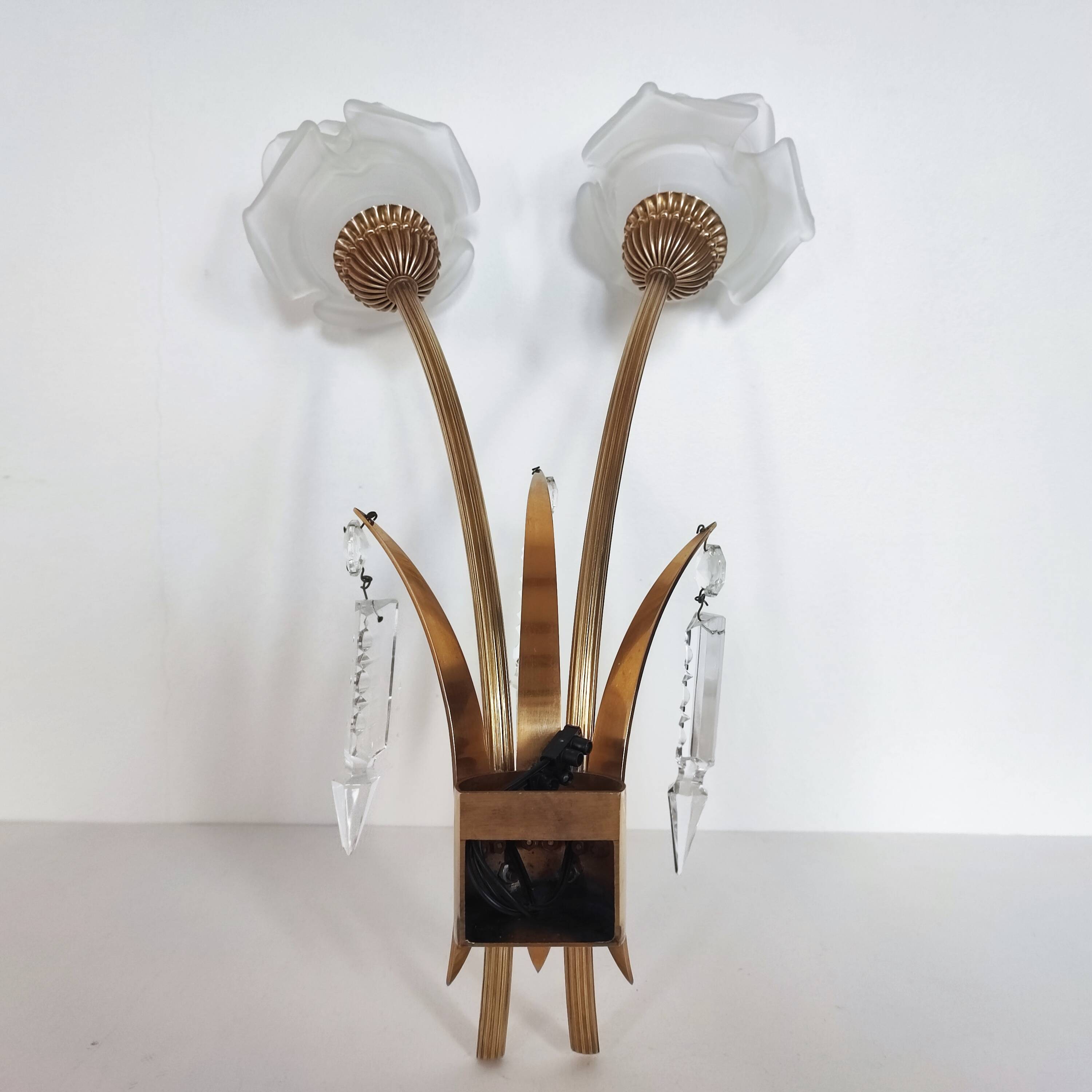 Double brass wall light