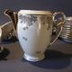 10 cups and tea saucers Limoges porcelain DRB Manufacture decor signed JS