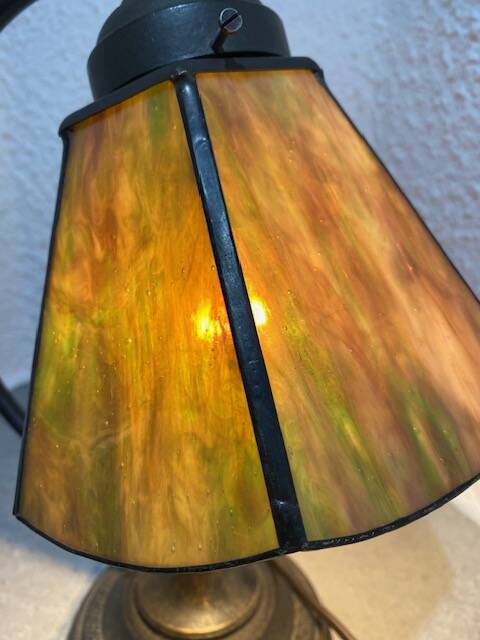 Art Deco table lamp with a glass paste shade