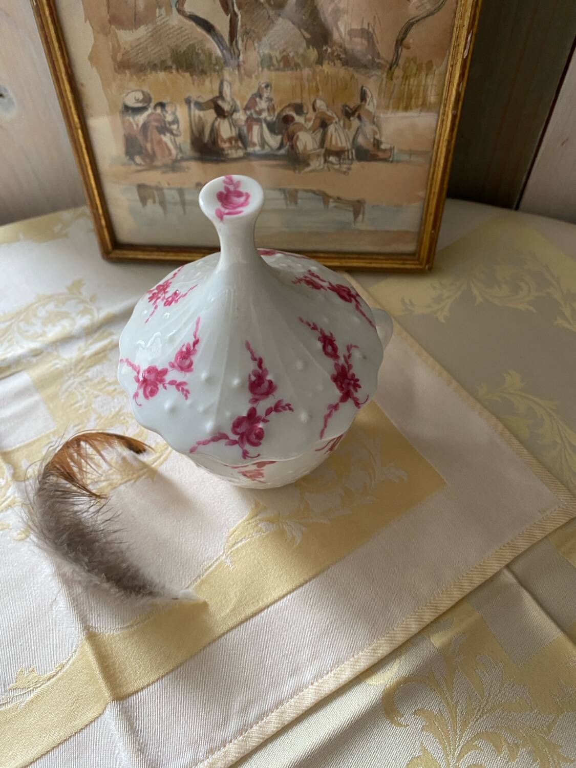 Limoges porcelain cup with lid