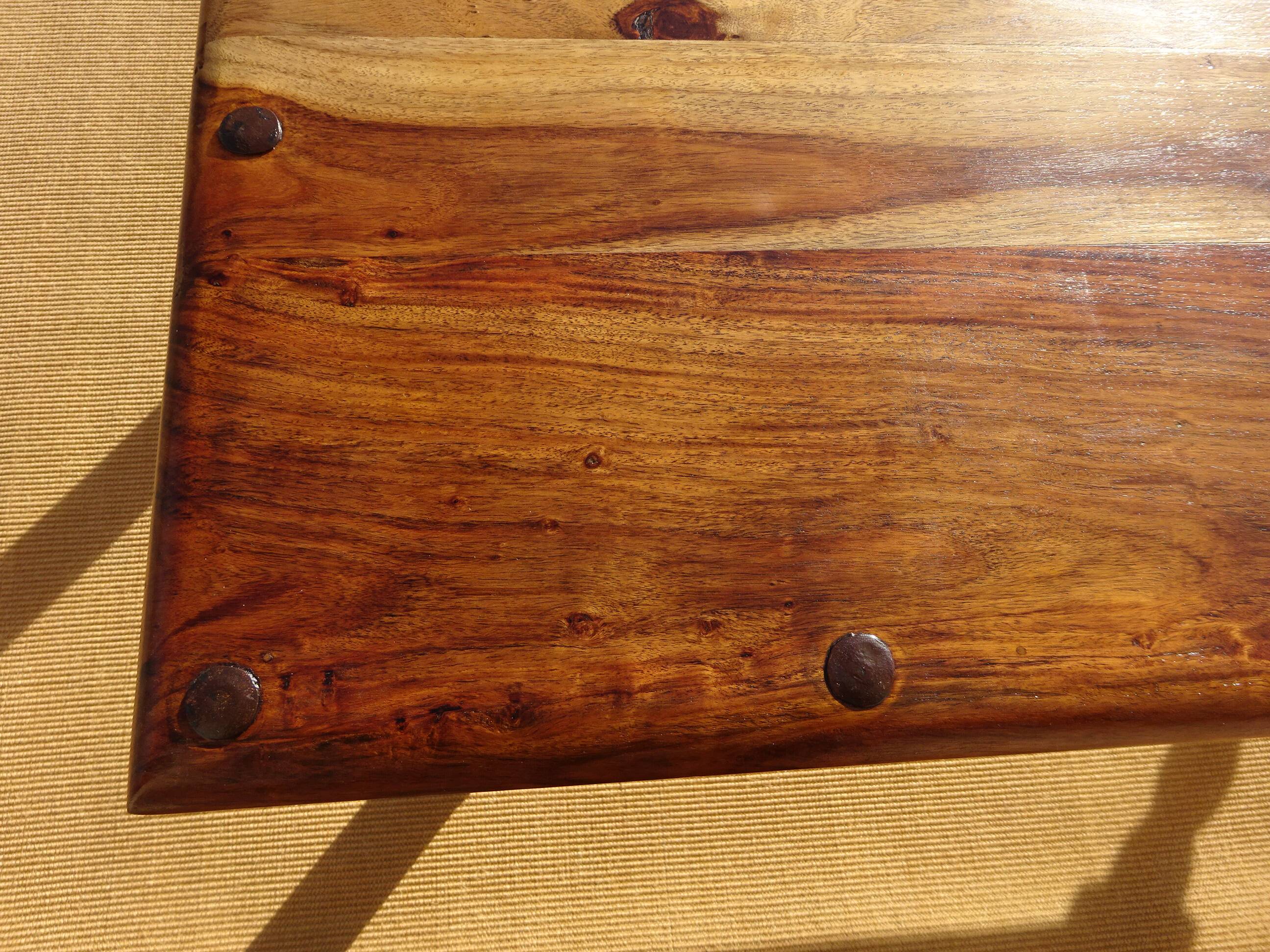 Solid wood and wrought iron table