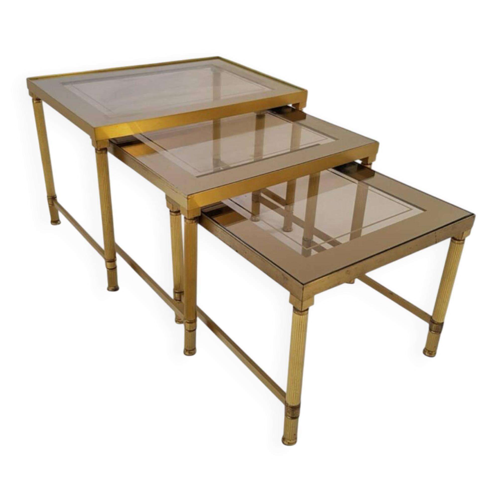 Vintage 70s brass nesting table