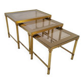 Vintage 70s brass nesting table