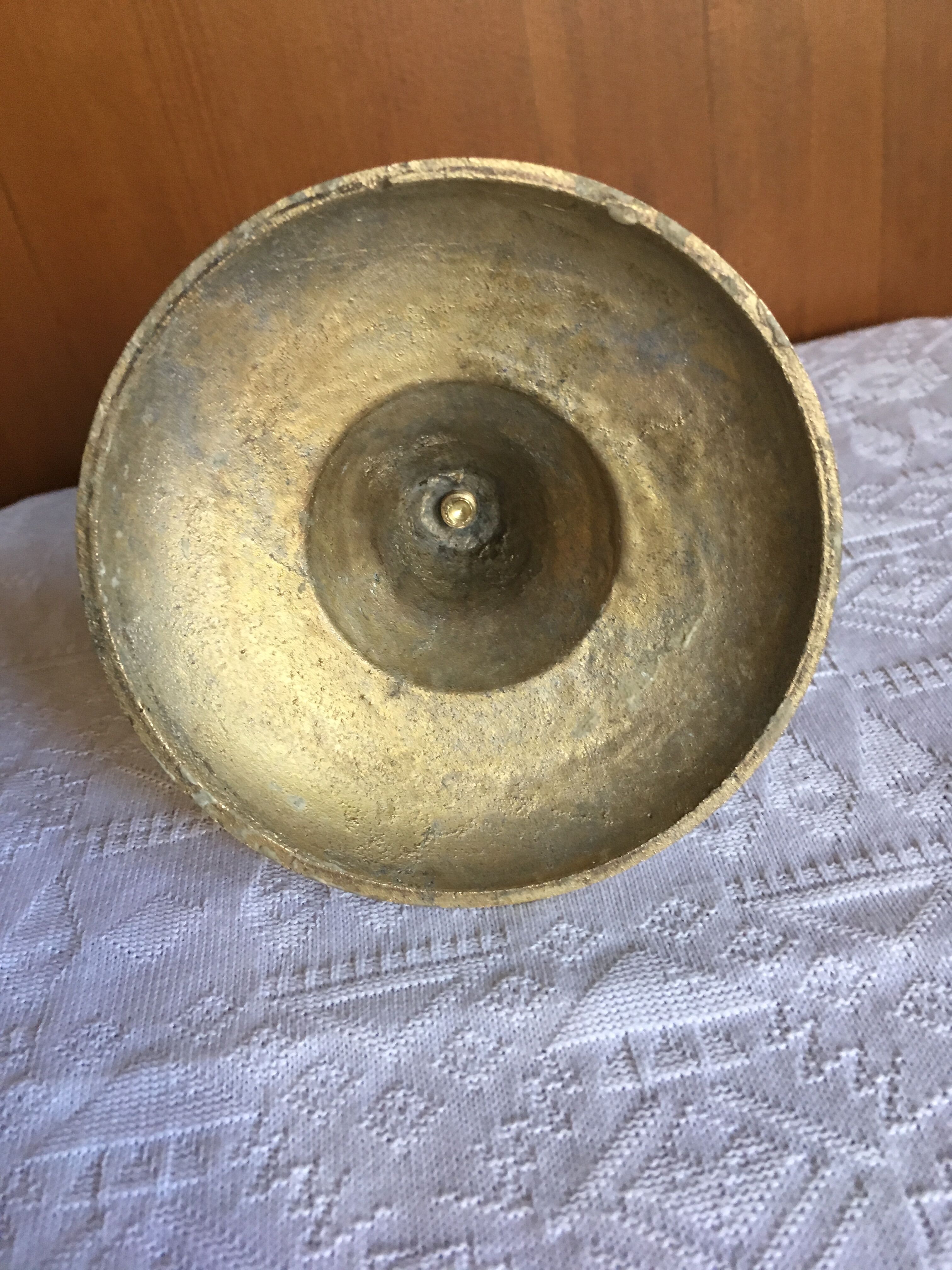 Brass and mother-of-pearl candle holder