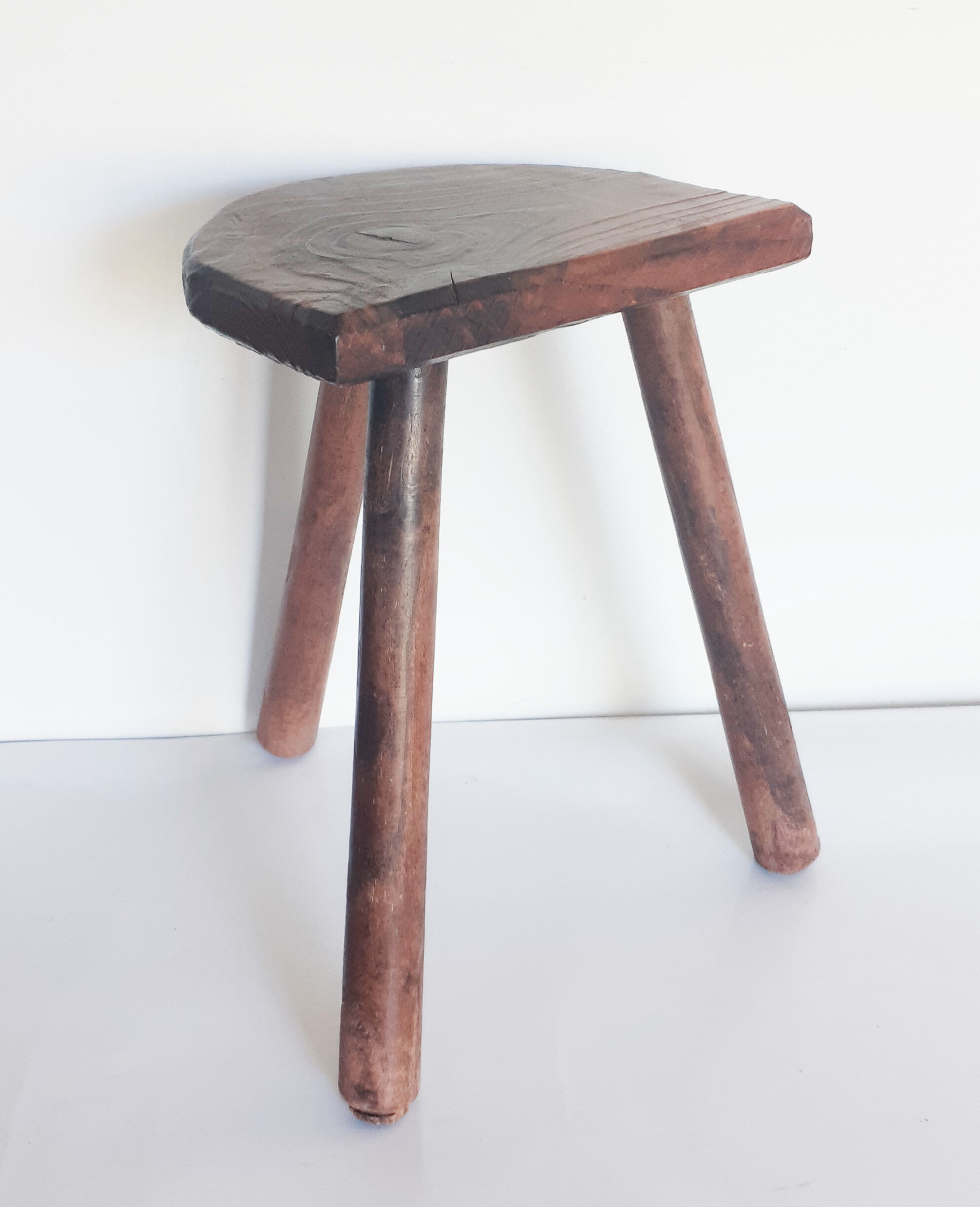 Farm stool 1/2 round vintage tripod