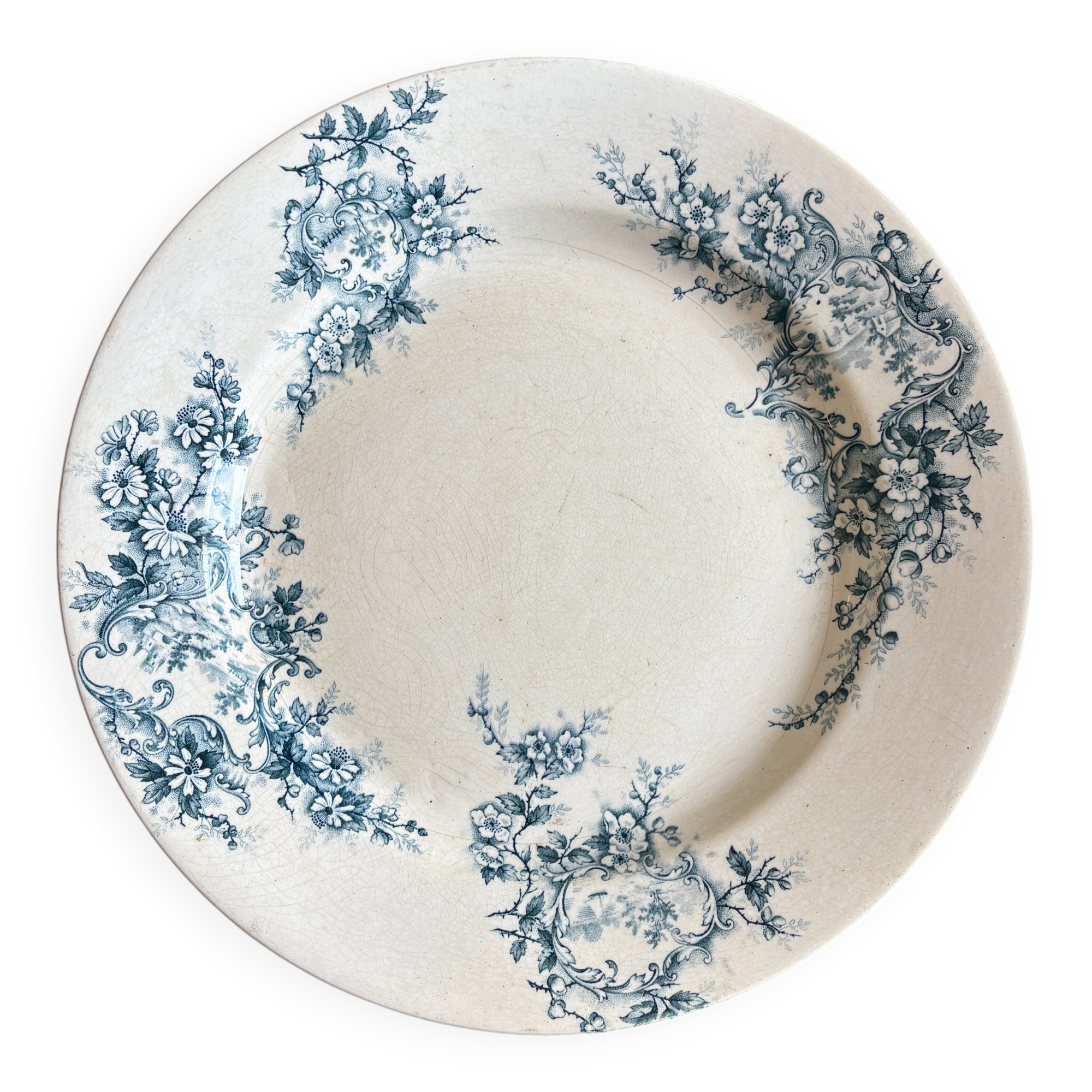 Antique round ironstone dish - Pompadour de Choisy le roi