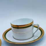 Duo cups Limoges bordered green gilded with fine gold