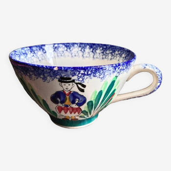 Breton bowl-cup in Quimper de Rochefort earthenware in hand-painted earth