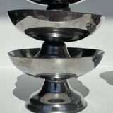 Set of 6 silver metal ice cream cups with small base D9 H5.5