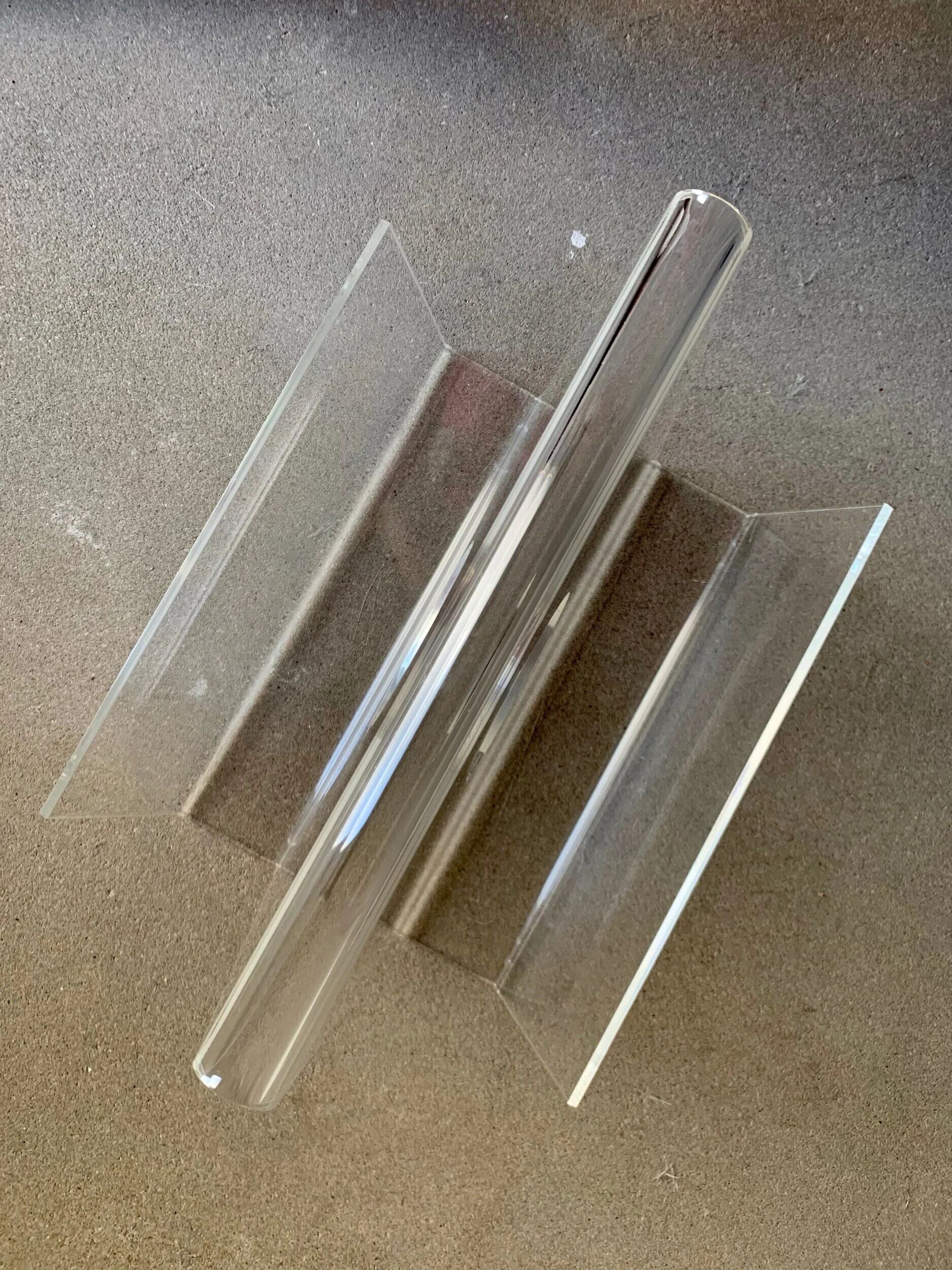 Vintage plexiglass magazine holder, 1970s