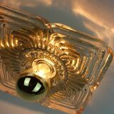 Applique murale lourde en verre glacé du milieu du siècle des années 1960-70