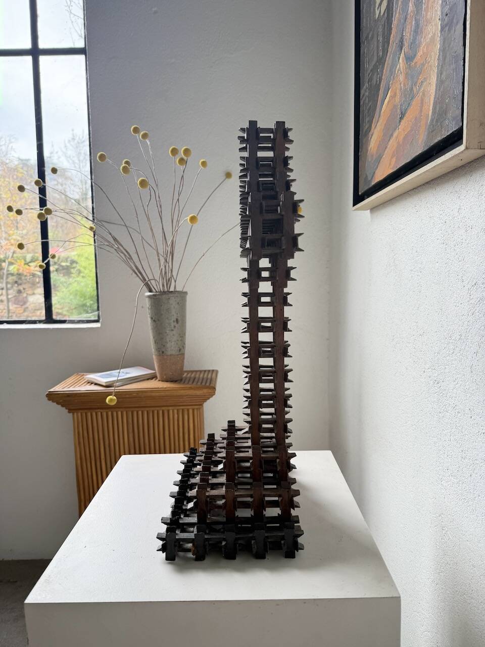 Crucifix sculpture Tramp Art 1900