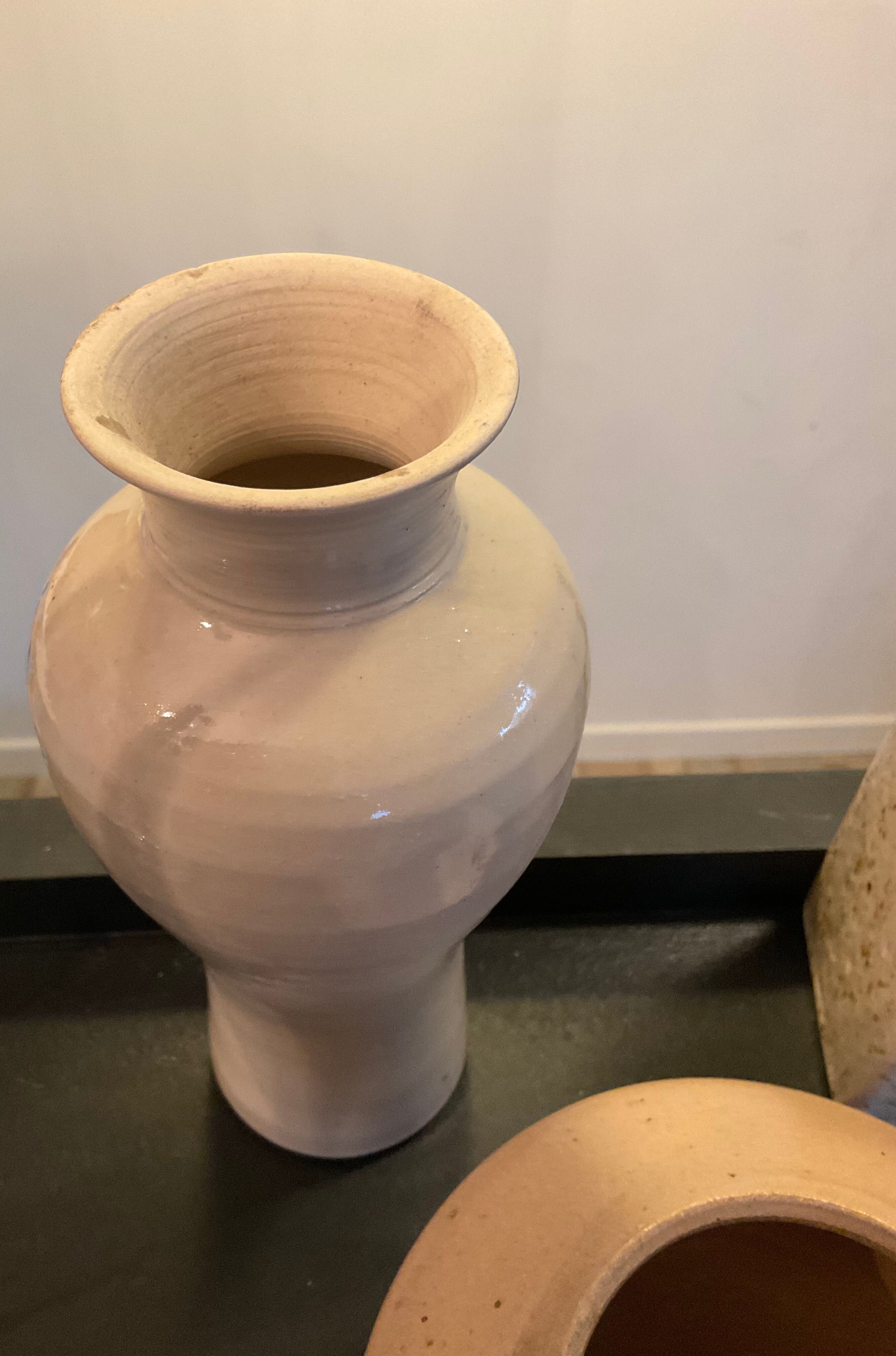 Series of 5 vintage beige ceramic vases