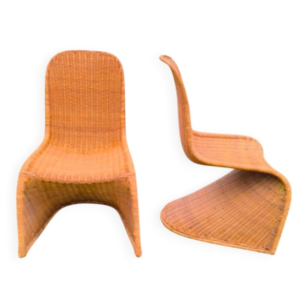 Chaises en rotin années 70