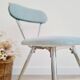 Chaise ancienne métal chromé et velours bleu