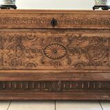 Antique Carved wooden chest with plant motif Renaissance period