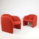 Set de 2 fauteuils Artifort Ben en tissu rouge brique Ploeg