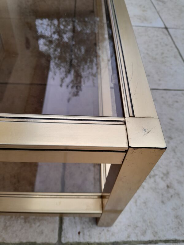 Table basse rectangulaire dorée année 70