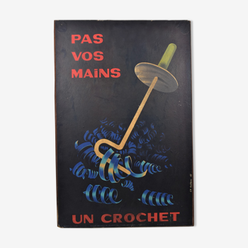 Affiche pédagogique ancienne industrielle le crochet