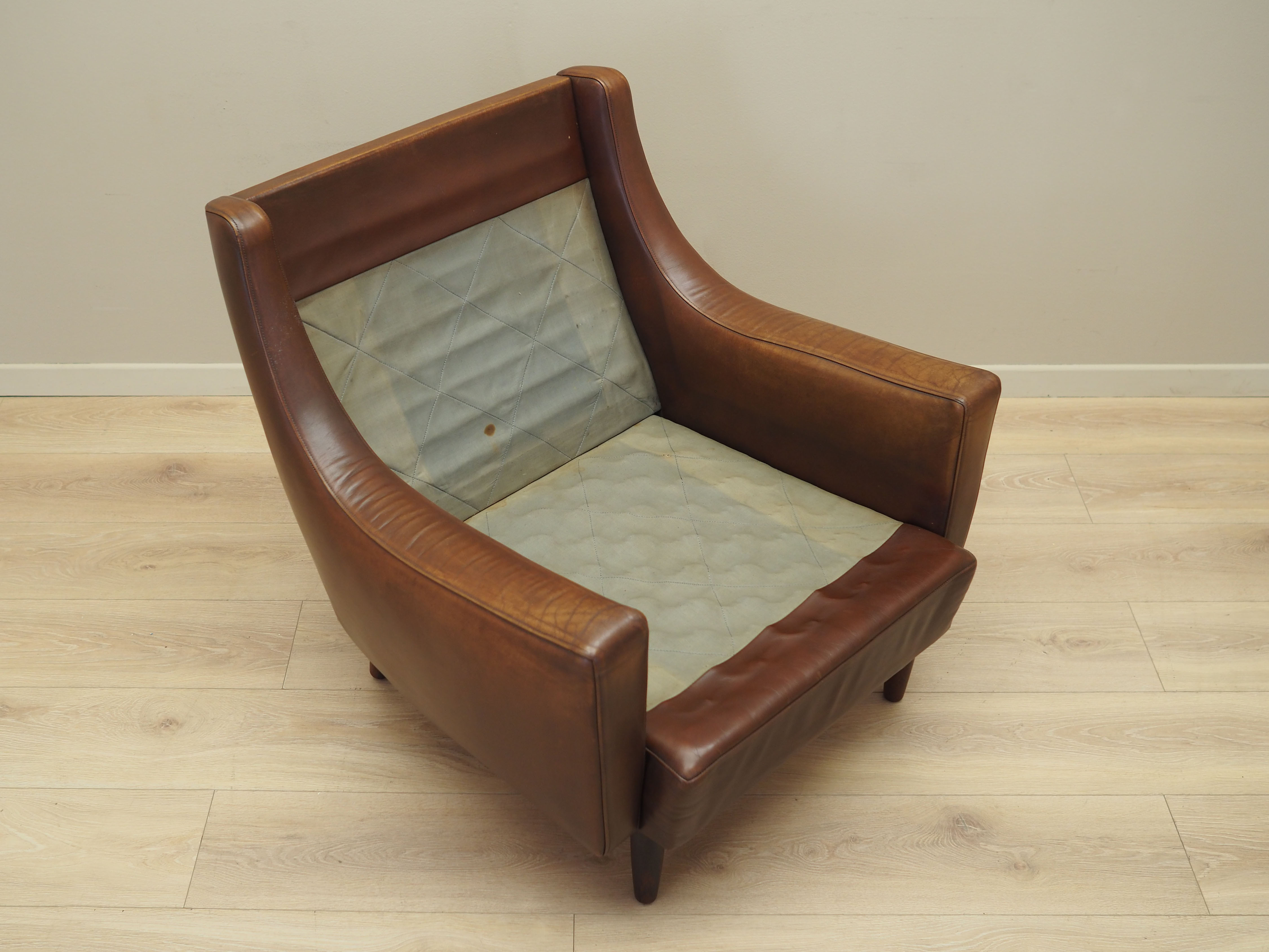Brown leather armchair, Danish design, 1960s, designer: Edmund Jørgensen