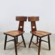Vintage brutalist T-back dining chairs Pierre Chapo style
