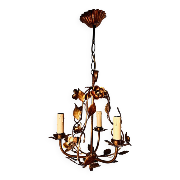 Ancien lustre en métal doré vers 1960 — Beyit