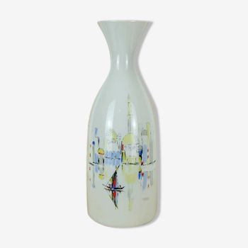 Porcelain vase hutschenreuther 1950s handpainted motif mediterranean city