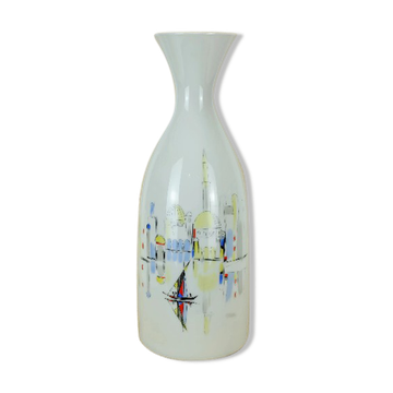 Porcelain vase hutschenreuther 1950s handpainted motif mediterranean city