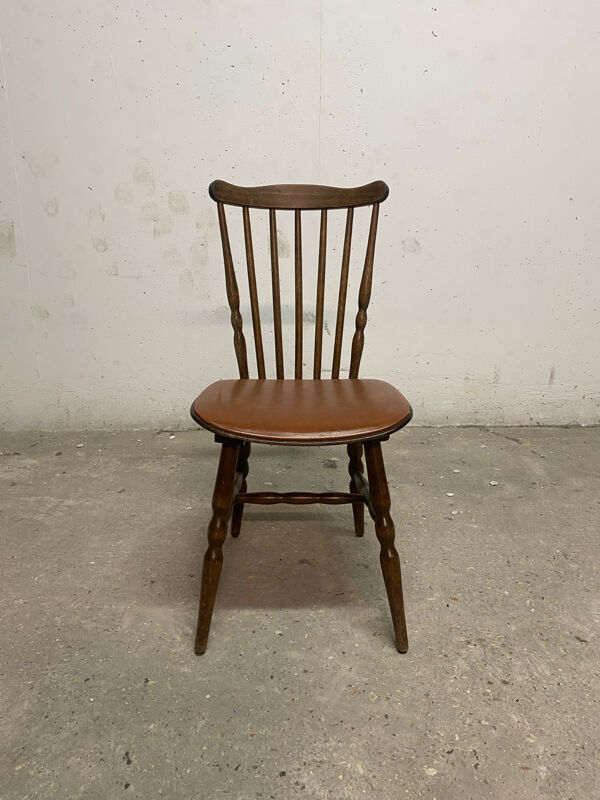 Chaise ''Western'' vintage en bois foncé