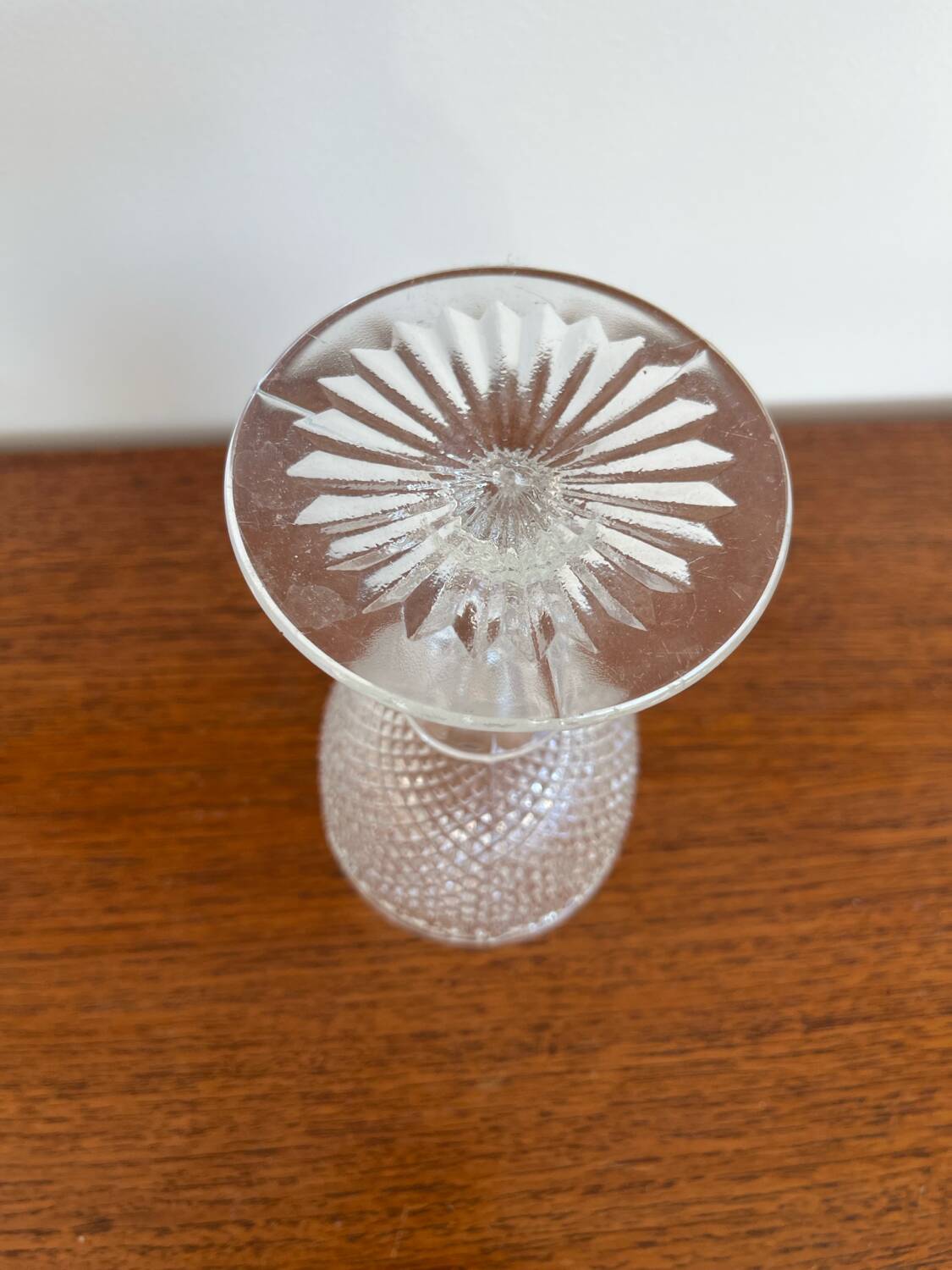 Two 19th-century moulded crystal glasses with diamond points.