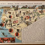Old poster map of French West Africa Senegal Guinea Sudan - 1931
