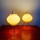 Paire de lampes tripode en celluloïd plissé vert pâle, 1960