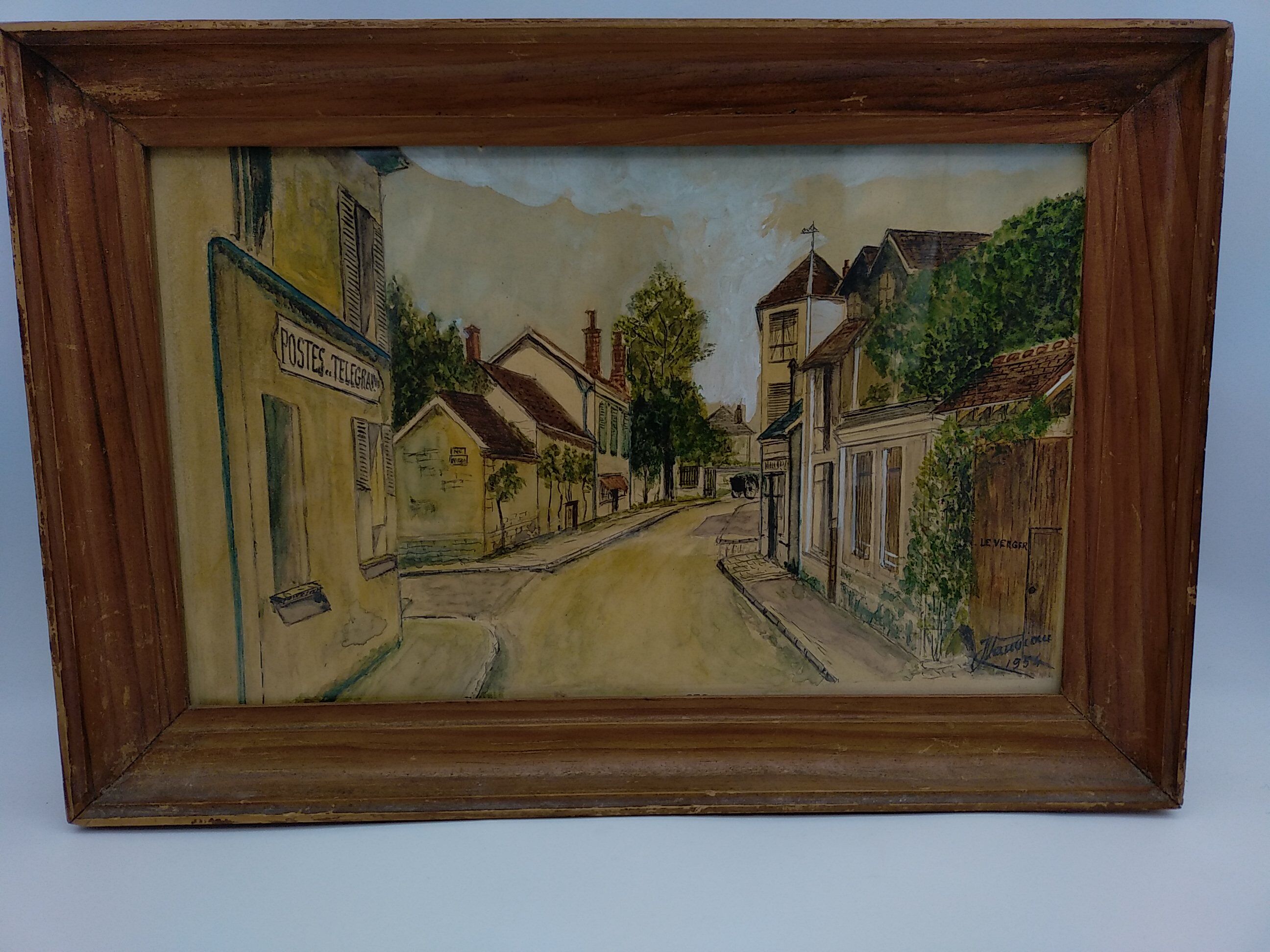 Aquarelle Marlotte signé J.Vauviou 1954