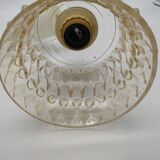 Vintage seventies pendant lamp in pressed molded glass