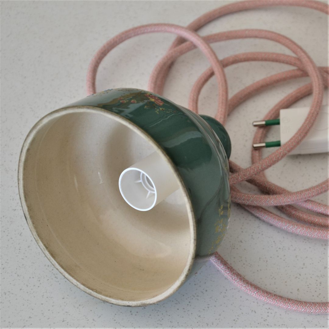 Green ceramic hanging lamp