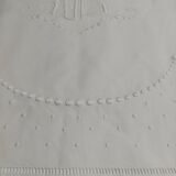 Drap ancien brodé parure deux taies lin 235 X 305 cm monogramme NC