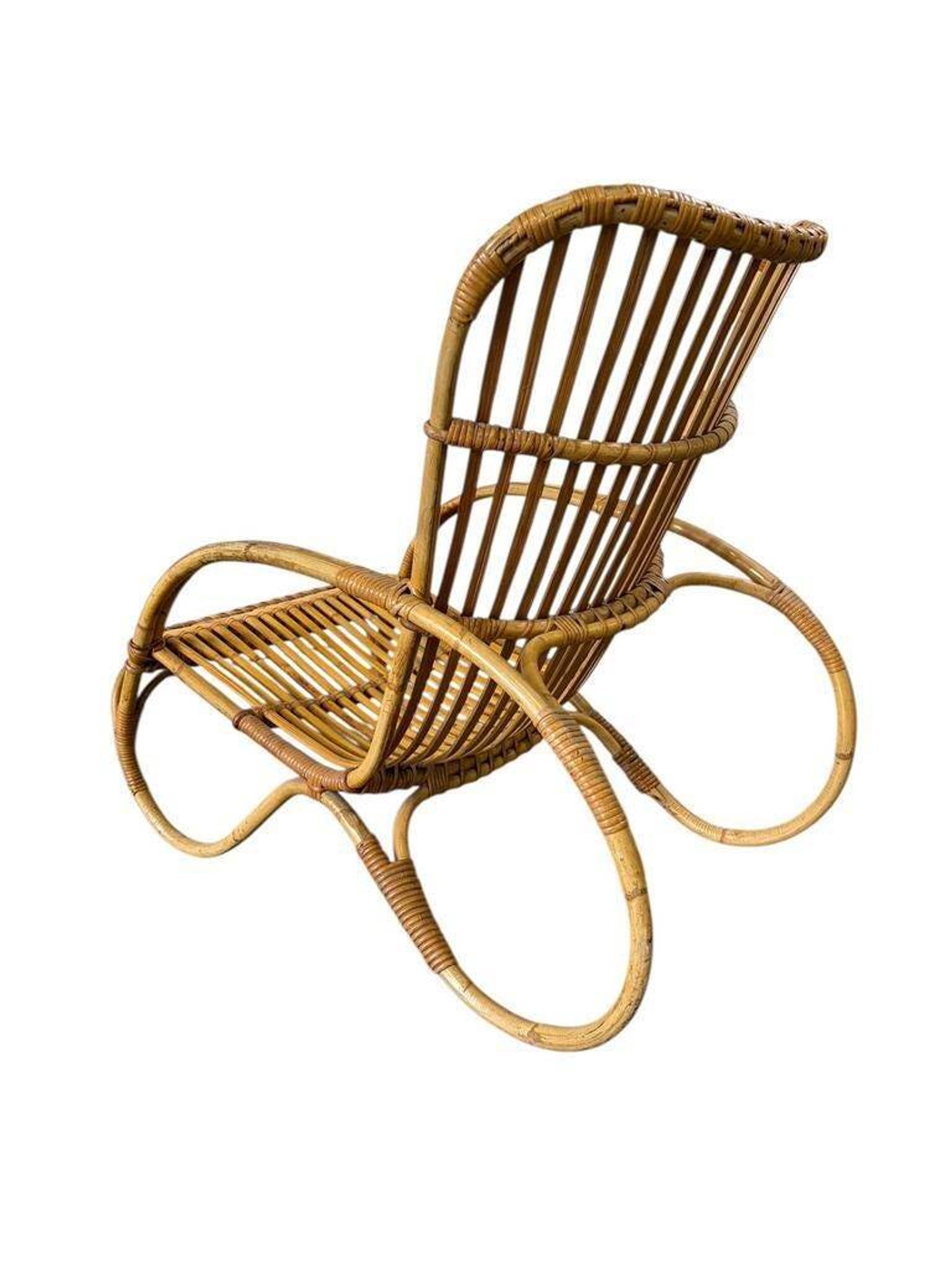 Fauteuil vintage en rotin / fauteuil une place / chaise lounge