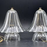 Set of 2 Art Deco Murano glass Barovier e Toso table lamps, 1950