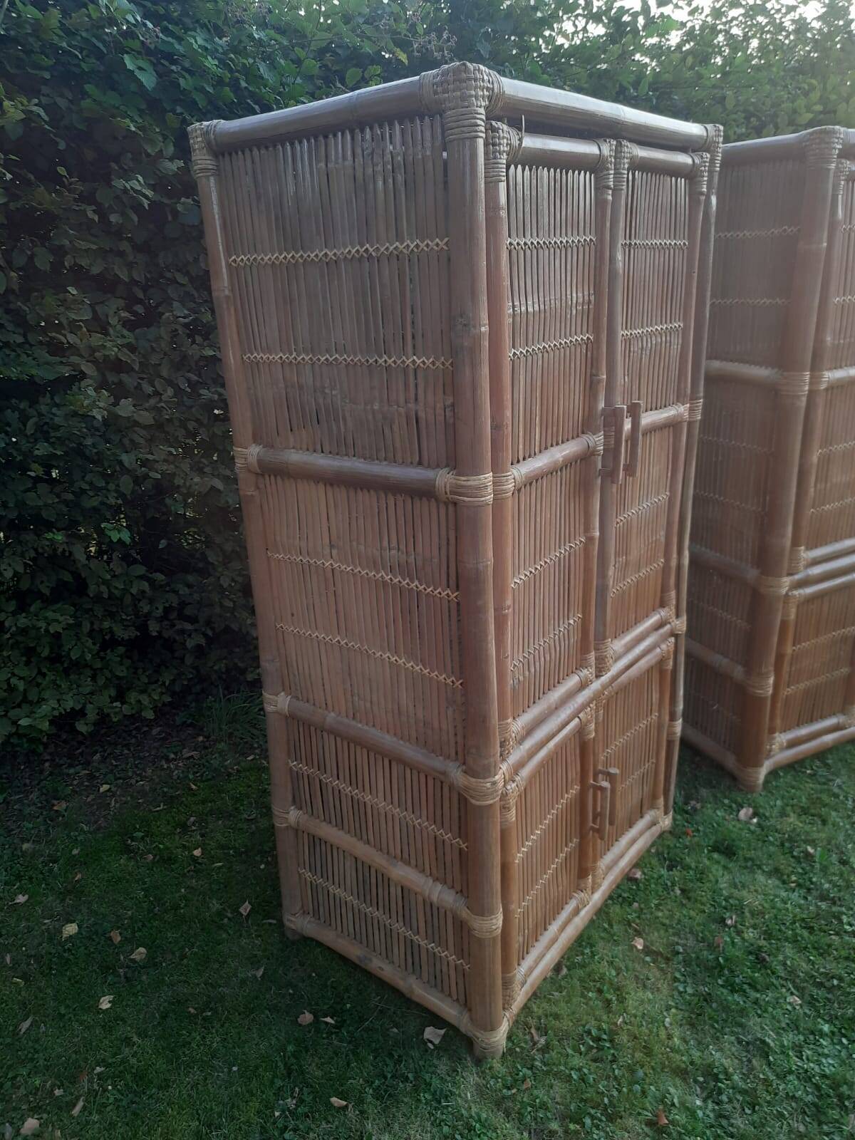 Vintage bamboo and rattan cabinet or storage unit