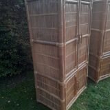 Vintage bamboo and rattan cabinet or storage unit