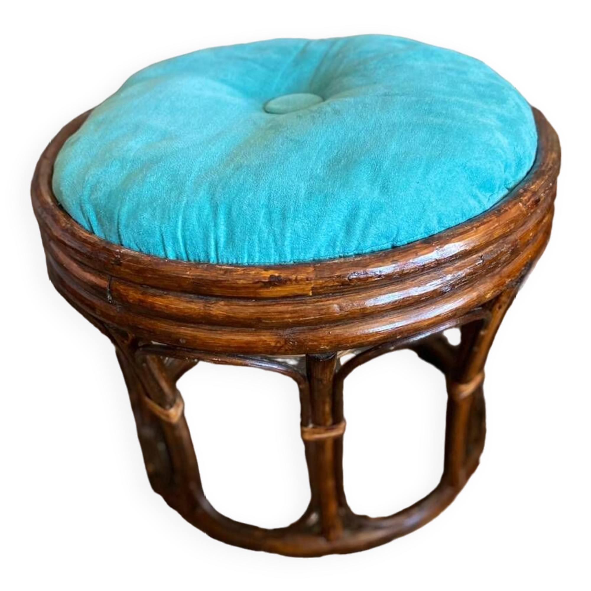 Vintage rattan pouf