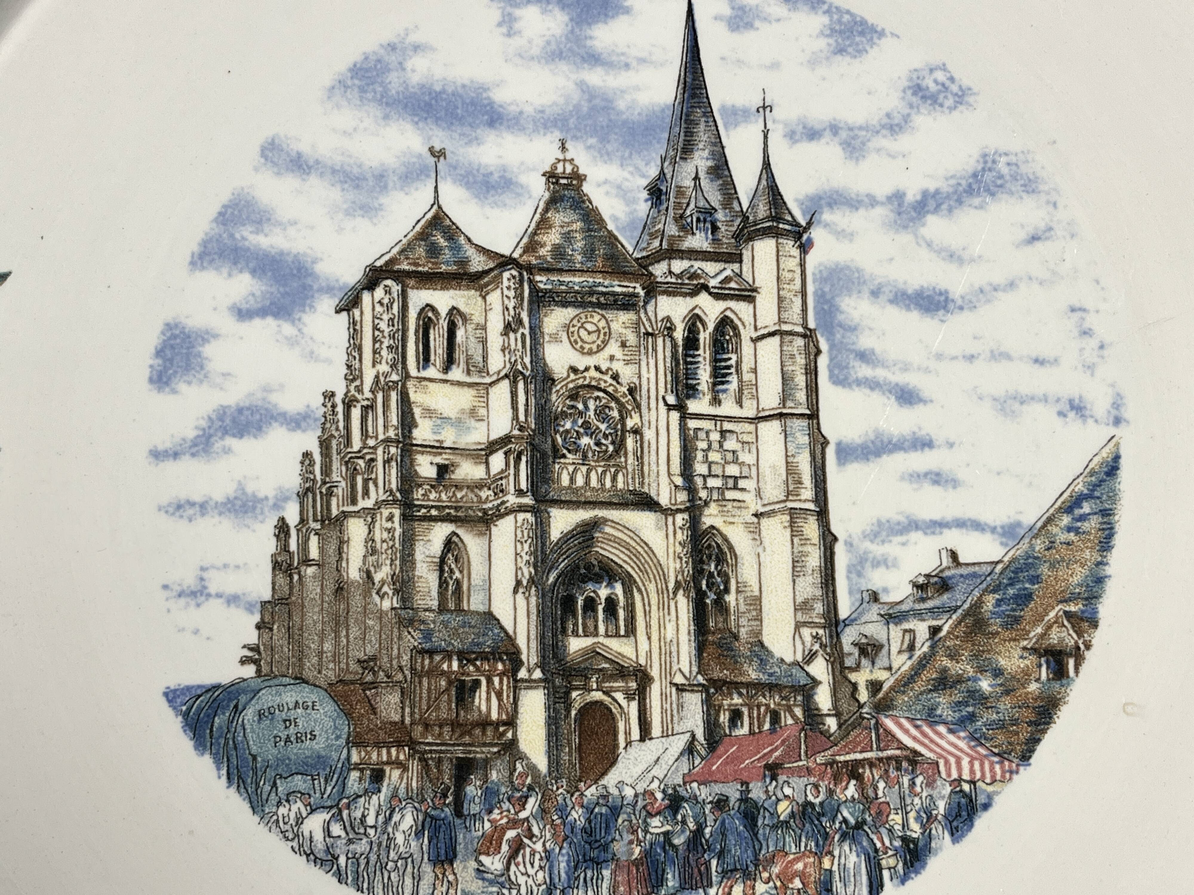 Lot of 2 Sarreguemines earthenware cake dishes from Ma Normandie circa 1950